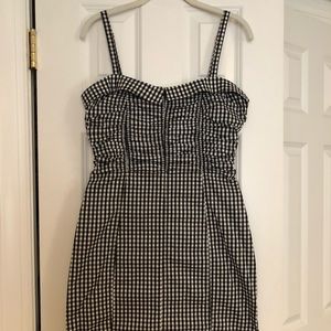Anthropologie Black & White Gingham Midi Dress